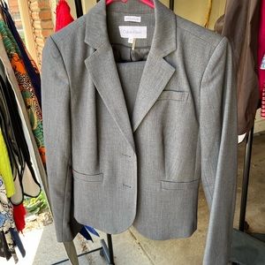 Grey Calvin Klein skirt suit